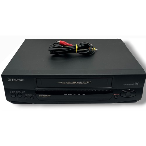 Emerson EV706N VHS VCR 4 Head Hi-Fi Stereo Video Cassette Recorder Black Tested