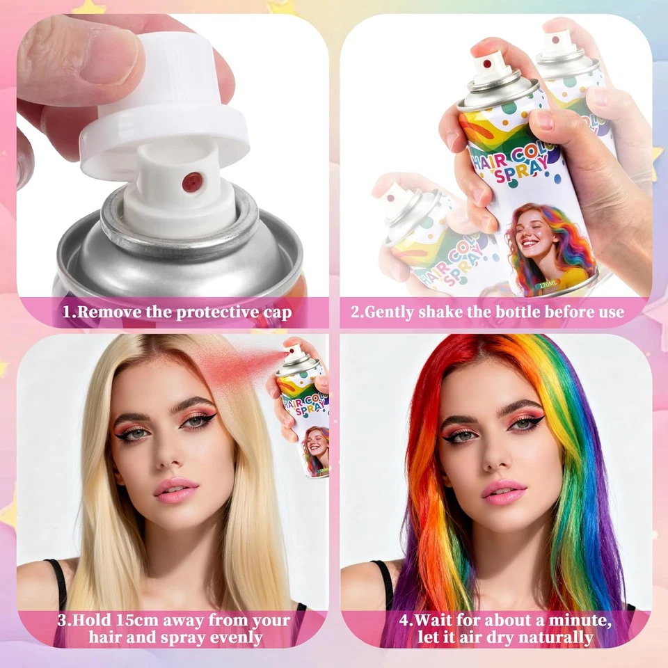 Spray para Cabello Púrpura, Spray para Cabello Temporal para Mujeres Niños Hombres, Lavable Temporal H Foto 3 de 4