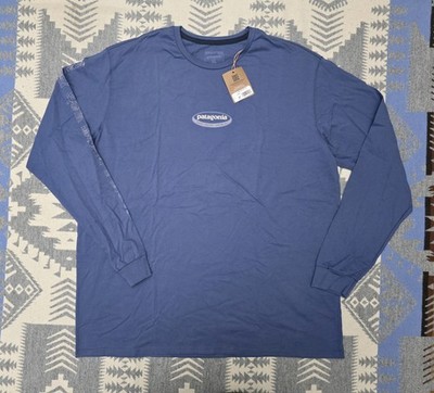 Patagonia Men's L/S Long Way Round Organic T-shirt Current Blue sz XL 37821 CUBL
