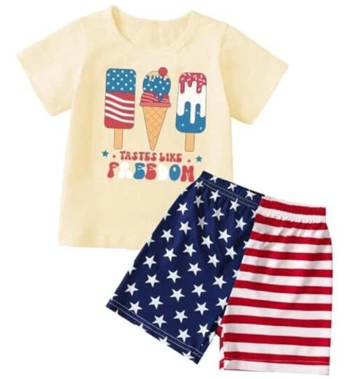 Toddler Boy Summer Clothes 4th of July T Shirt American 7 Years 3-ice Cream