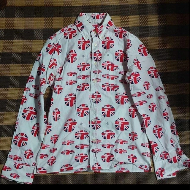 A BATHING APE (BAPE) Camicia Bape Union Jack UOMO usata in ottime condizioni JP taglia 46 giallo macchia