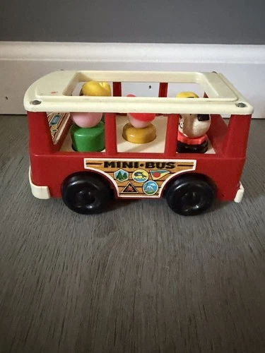 Vintage Fisher Price Little People Mini Bus 141 Complete Set