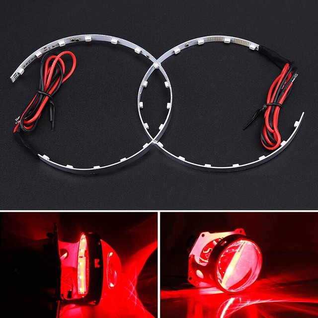 Pair 15LED Red LED Devil Demon Eyes Light Projector Headlight for Universal L+R eBay