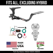 For 16-20 Kia Optima Trailer Hitch 4 Pin Wiring 2" Ball Excl Hybrid Curt 2K Tow