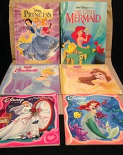 Disney Princess Books Lot Cinderella Belle beauty Ariel Mermaid vintage 89-used