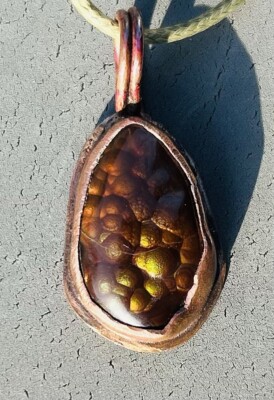 Deer Creek Fire Agate Copper Pendant . Setting Handcrafted In Chile. Beautiful!