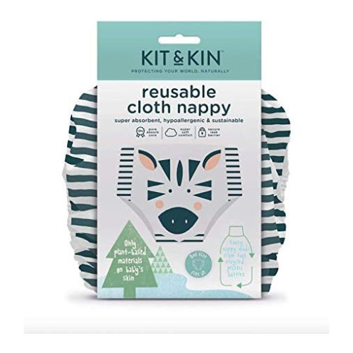 Kit & Kin Reusable Cloth Nappy ZEBRA Super Absorbent Sustainable Hypoallergenic