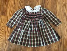 Vintage Baby/Toddler Girls Plaid Smocked Dress Size see measurements