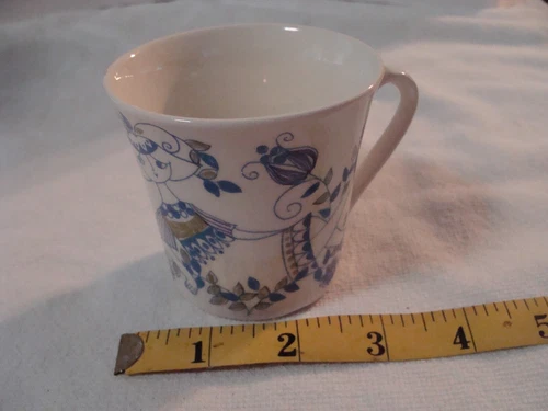LotteTuri Design Figgjo Norway White Blue Green Woman Flowers Mug Cup