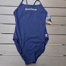 TYR Durafast Polyester Life Guard CrosscutFit Navy 1-Piece Swimsuit Sz 40 New