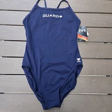 TYR Durafast Polyester Life Guard CrosscutFit Navy 1-Piece Swimsuit Sz 40 New
