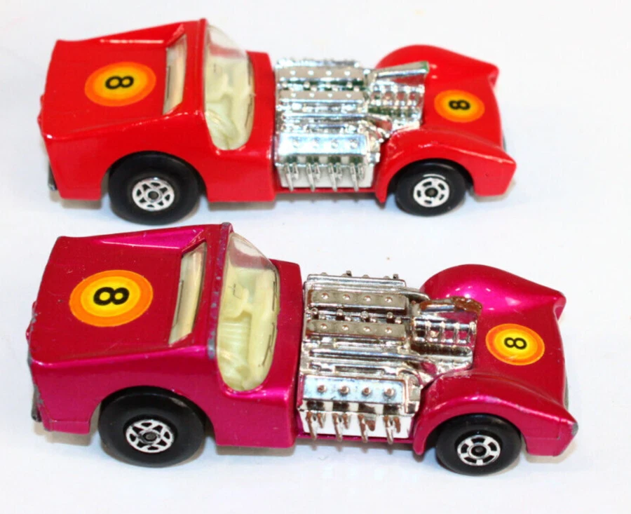2 Matchbox Superfast No. 19 Road Dragster Lesney Red Purple 1970 Box - Image 2 of 4