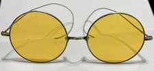 Steampunk Amber Lense Wire Rim Specs Eyeglasses  Case Vintage