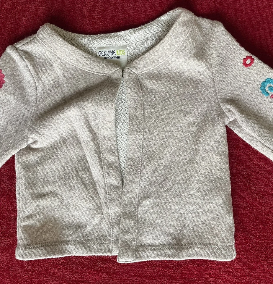 Suéter Marrón Manga 3/4 Bordada Original Niños de Oshkosh Bebé Niña 12M Foto 2 de 4