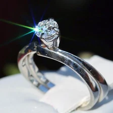 18k white gold sz 5.5 wedding ring set 0.40ct diamond 3.2gr Orange Blossom N2613