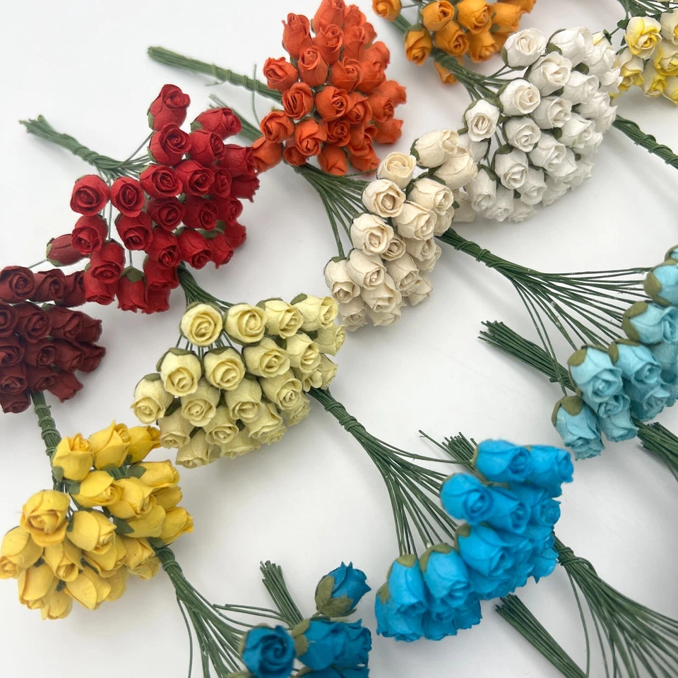 625 MIXED 25 colors Semi Rosebuds Wedding Craft Paper Flower (T30-Kit625-A1) - Image 4 of 4