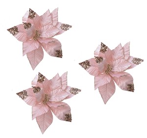 Stella Di Natale Rosa.3 X Grande Rosa Oro Con Clip Stella Di Natale Albero Fiore Decorazione 25cm Ebay