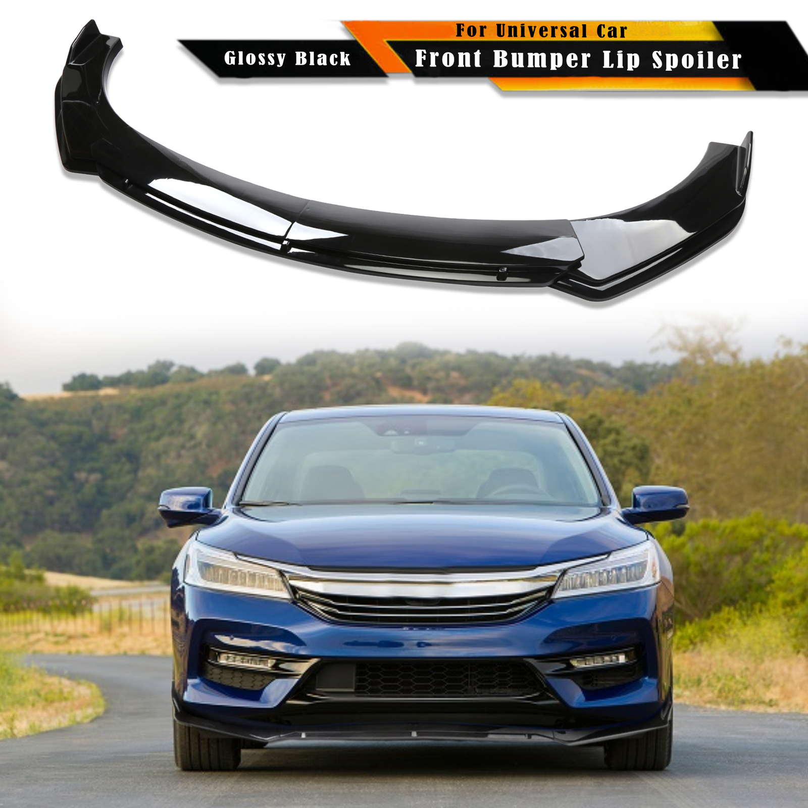 Honda Accord Universal Glossy Black Double Layer Front Bumper Lip Spoiler  