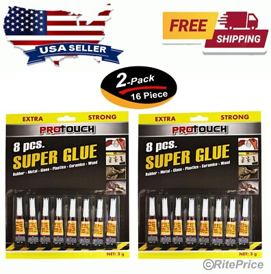 #ad 16 Pcs Super Glue #x27;Cyanoacrylate Adhesive#x27; 3 Grams All Purpose Repair 2 Pack $13.48