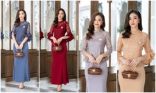 1 set Thai Traditional Blouse Lace+Skirt Valentino Fabric Women Merit Wedding