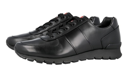 black leather prada trainers