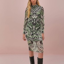 Farm Rio Black Lace Nature Tulle Midi Dress Size: L