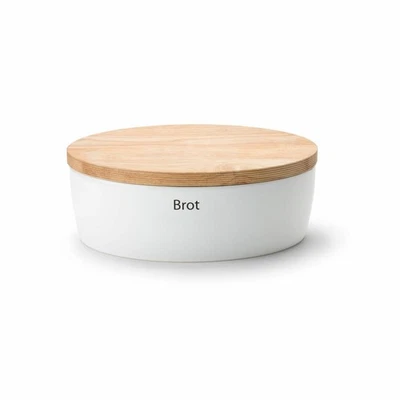 Continenta Brottopf oval mit Holzdeckel, L, Keramik, Weiß, 36 x 23 x 13.5 cm - Bild 1 von 2