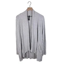 90 Degrees by Reflex Shawl Collar Open Front Cardigan Size Medium Heathered Gray