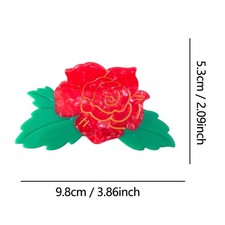 01 Handmade Cute Flower Claw Clip,Small Claw Clip for Women Red Peony Hair Clips