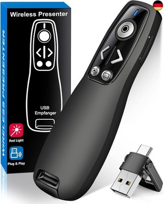 Presenter USB C, 2.4 GHz Wireless Powerpoint Fernbedienung via USB A & USB C Emp