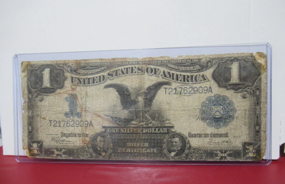 1899 $1 One Dollar Black Eagle Silver Certificate Note, 2 Date# 2/1/76  2/9/09 - Image 2 of 4