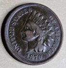 1870 Indian Head Cent Penny Fine F Or Very Fine VF Key Date Original Brown