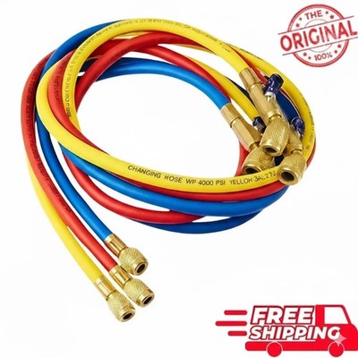 Yellow Jacket 29986 Plus II 1/4'' Hose 72'' w/ Ball Valve   Pack of 3 NEW