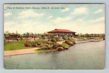 Chicago IL, View Sherman Park, Illinois c1914 Vintage Postcard