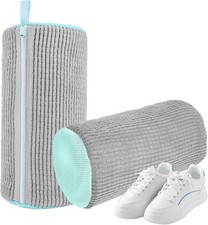 Shoe Washing Machine Bag 2Pcs Laundry with Zipper Hook Gray + Blue