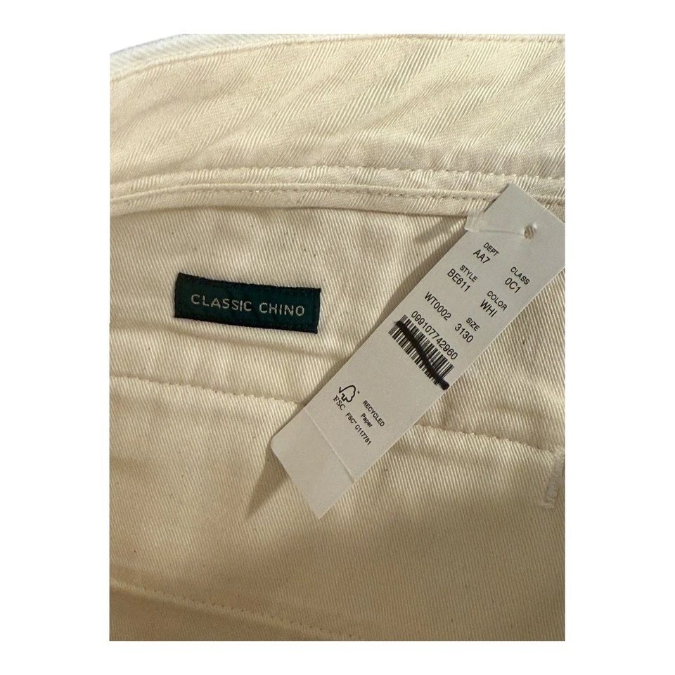 Calça masculina chino clássica J Crew branca frente plana tamanho 31x30 - Imagem 4 de 4