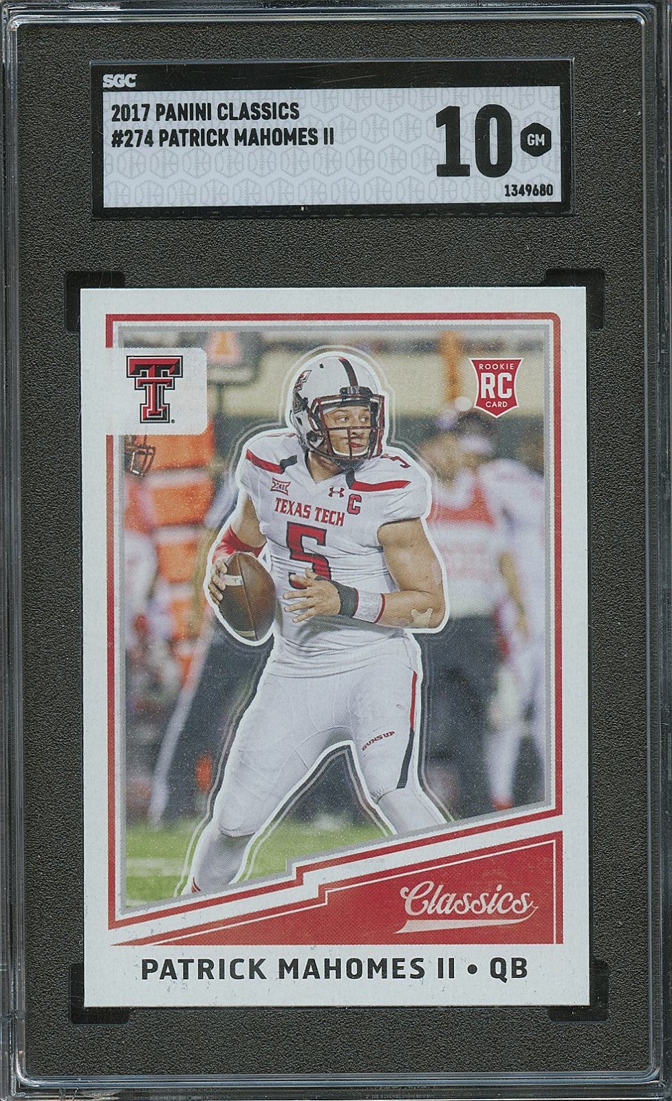 Patrick Mahomes II 2017 Classics Rookie RC Texas Tech KC Chiefs #274 SGC 10