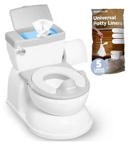 Real Feel 2-in-1 Potty with Wipes Storage, Flushing Sounds & Disposable Liners