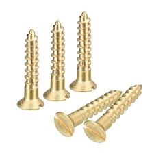 60Pcs M3.5 x 20mm Brass Slotted Drive Flat Head Wood Screws Self Tapping Screw