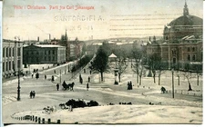 Norway Norge Oslo - Carl Johansgate in Winter mailed on 22 May 1911 Sanford USA