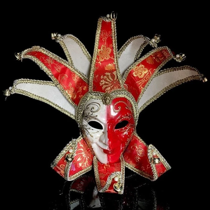 Luxury Jester Joker Venetian Masquerade Costume Halloween Party Props Mask Gift - Image 2 of 4