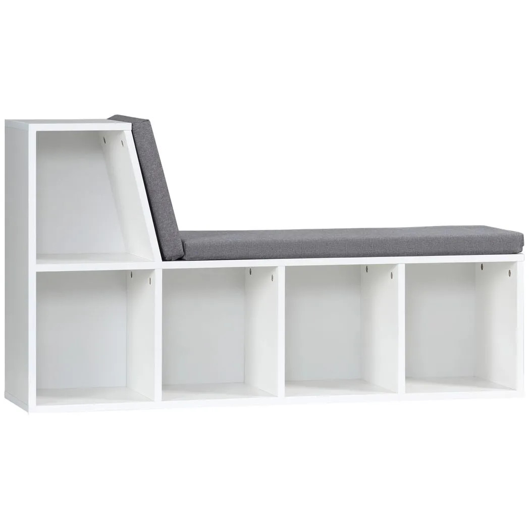 HOMCOM 2 Tier Bookcase - White - Removable Cushions - Storage Cabinet for Living Room - 108W x 30D x 60H cm - Image 2