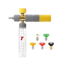 Efficient No Dilution Foam Cannon, 1/4 Inch Quick Connect with 5 Tips for
