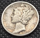 1939 P Philadelphia Mint US Mercury SILVER 10c DIME 0.0723 Tr Oz = 2.25 Grams Ag