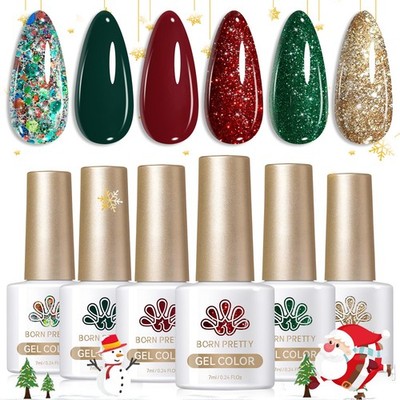 Born Pretty Christmas Gel Nail Polish 0.24 Fl Oz (Pack of 6), Carol 