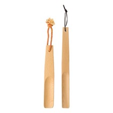 2pcs Wooden Shoe Horn 9.1" 15.4" Straight Handle Shoe Helper Wood Shoehorn Brown