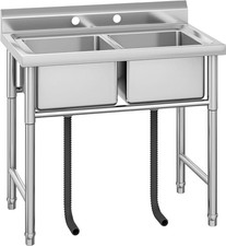 YITAHOME Boxed Kitchen Commercial Restaurant Double Sink Stainless Steel 