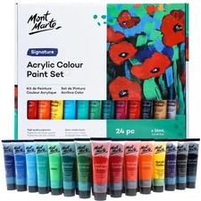 Mont Marte Acrylic Paint Set 24 Colours 36ml, Perfect for Canvas, Wood, Fabri...