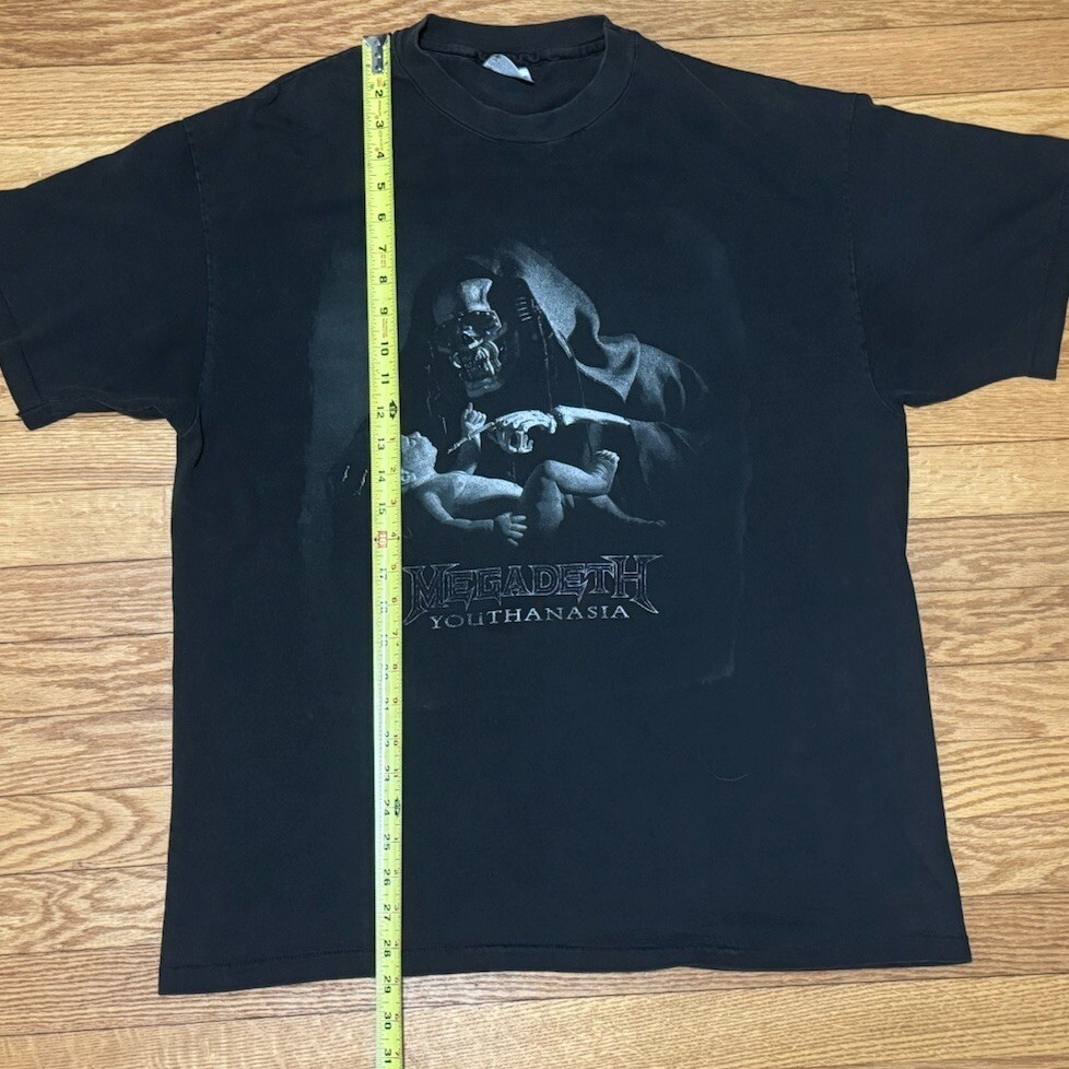 Vtg 90s 1994 Megadeth Youthanasia Metal Band Album Single Stitch T