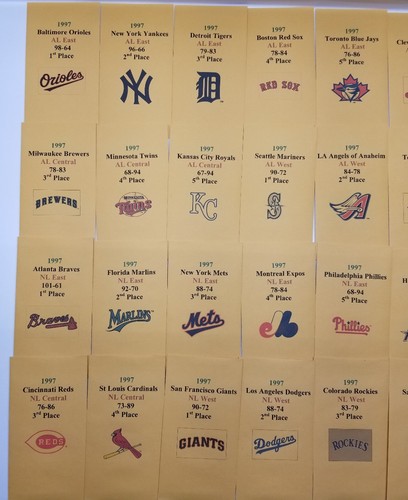 1997 Strat-O-Matic Baseball Printed Storage Envelopes with Stats and Team Logo - Picture 2 of 5